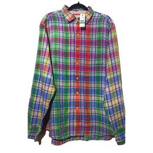 Tommy Bahama Mens Multicolor 100% Linen Button Down Shirt Large NWT